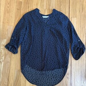 Lush Midnight Blue Animal Print Blouse